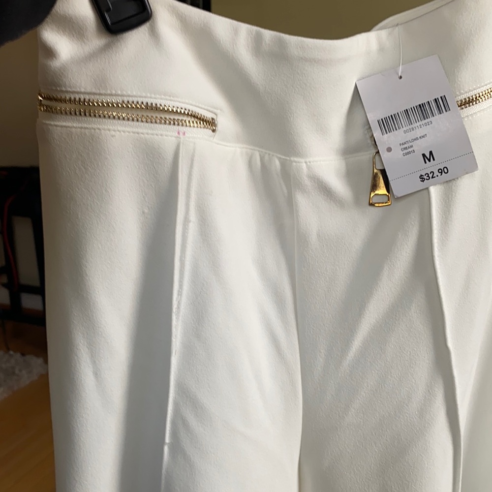 Cream wide leg pants